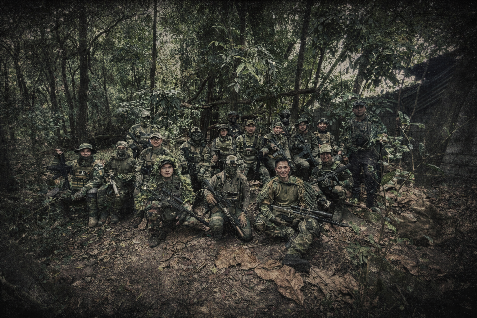 Team Semper Fidelis assembled at a jungle gamesite